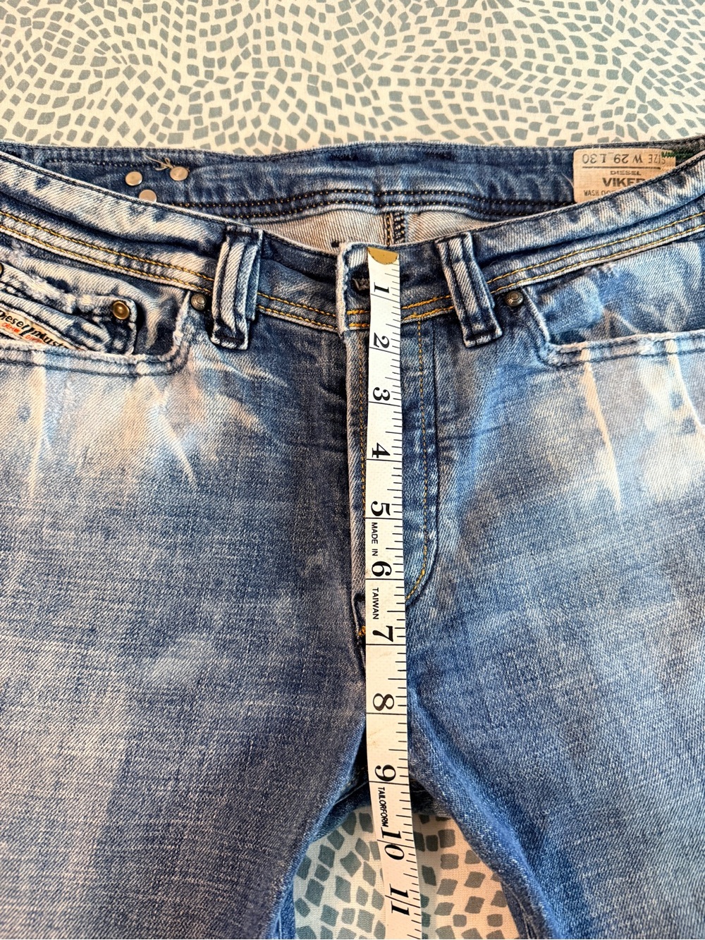 Diesel | Viker Low Rise, Button Fly Straight Leg Jeans, Distressed Wash - Picture 10 of 15